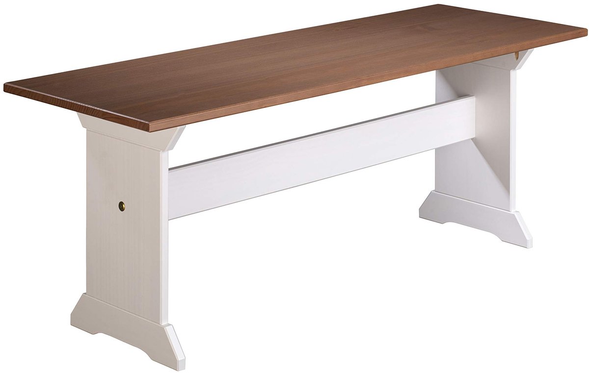Omgoods - Houten Bank van Massief Hout in Wit en Sepia Bruin