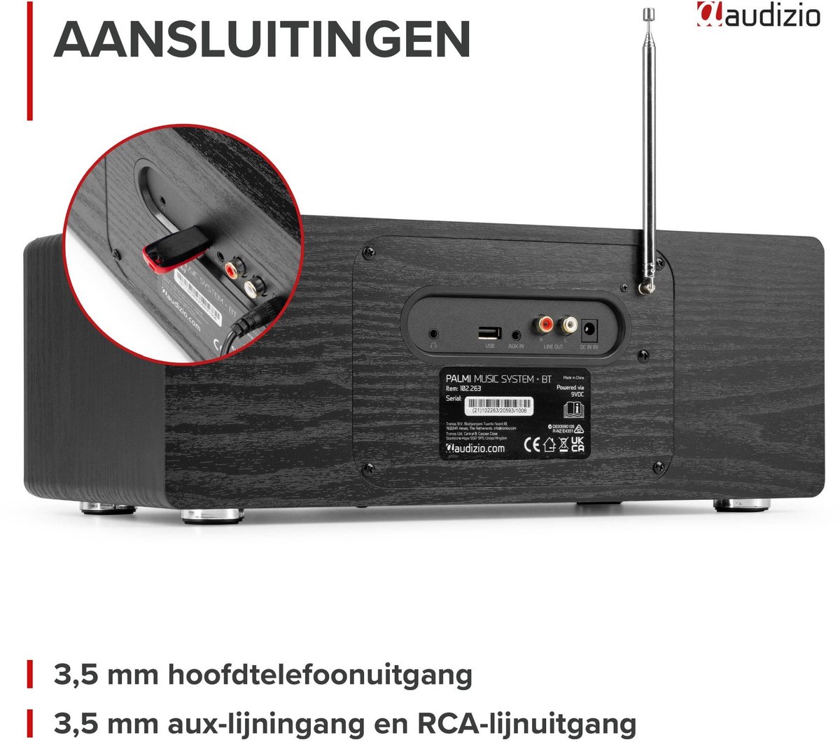 DAB radio - Audizio Palmi - Radio met cd speler - Bluetooth radio - FM, DAB+ en USB - Zwart thumbnail 6