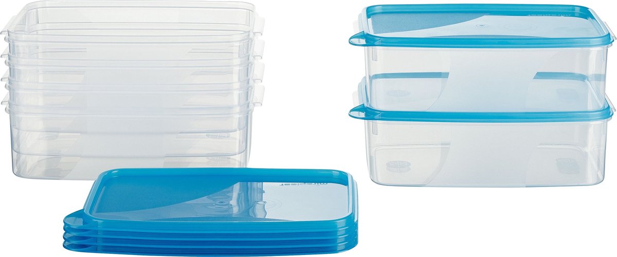 Omgoods - Set van 6 Voedselopslagdozen 2 Liter Rectangular