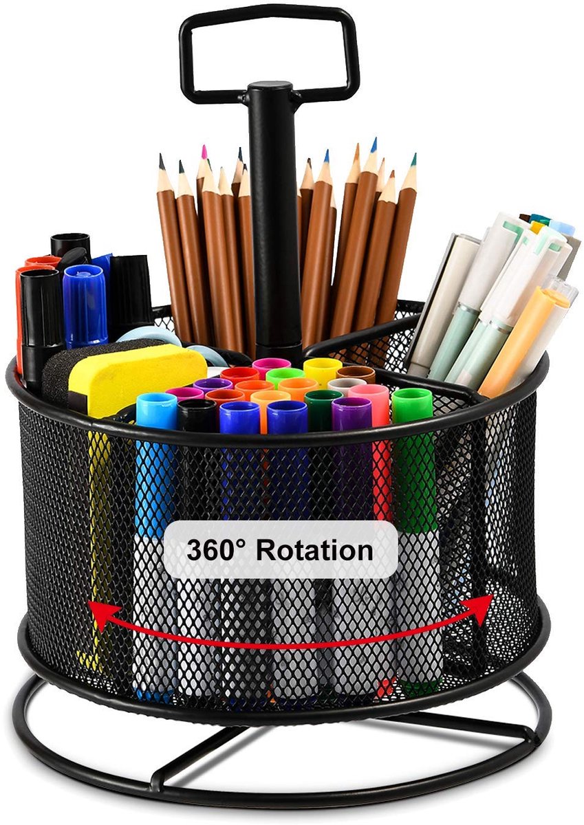 Omgoods - Mesh Desk Organizer - 360° Rotating Multifunctionele Pennenhouder
