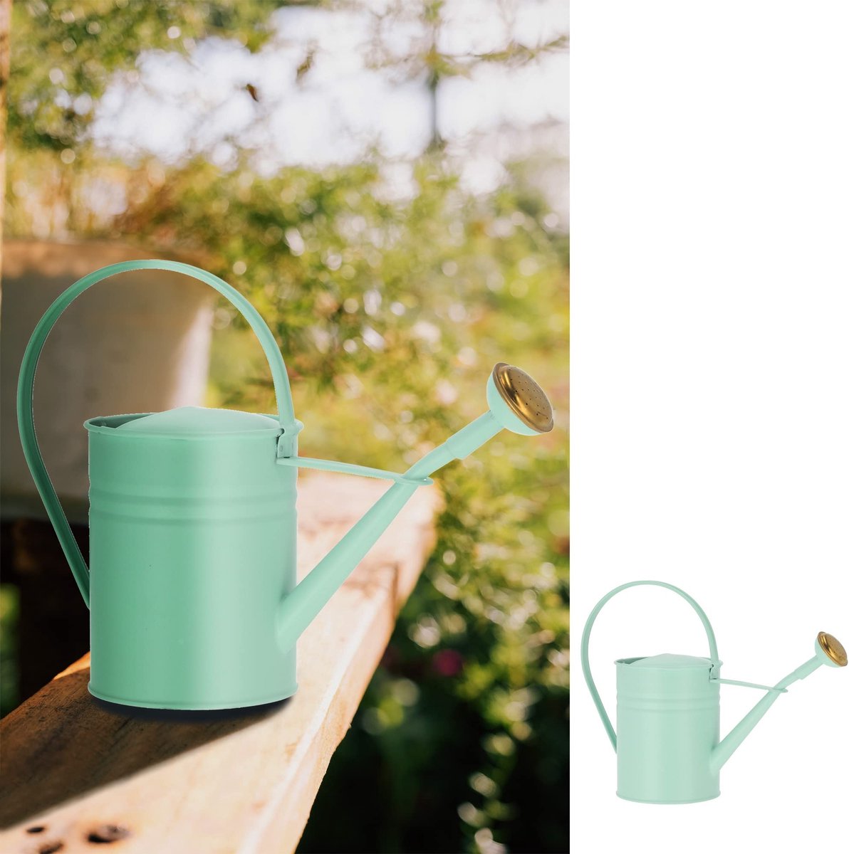 Omgoods - Gietkan 1 Liter Lichtgroen - Gegalvaniseerd Staal Tuinaccessoire