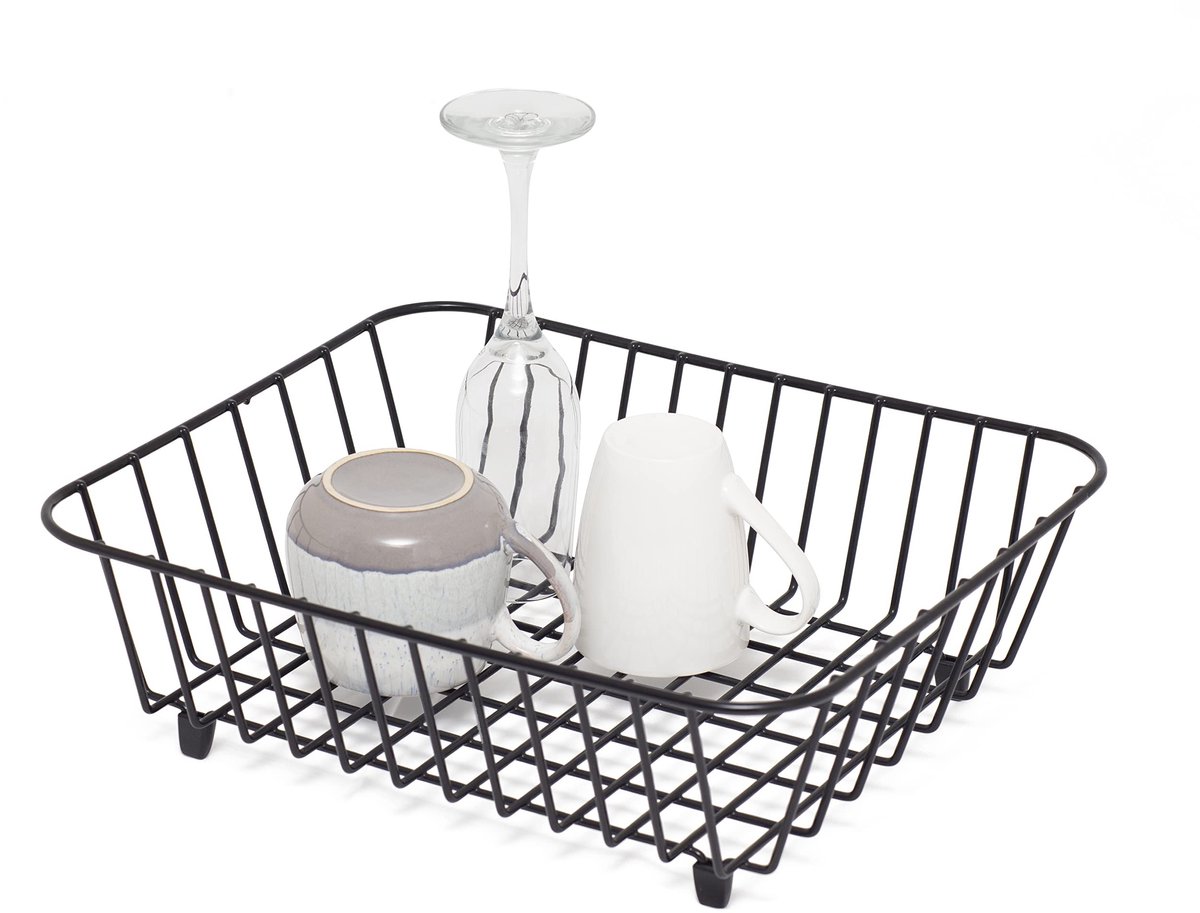Omgoods - Zwart Afwasrek voor Glazen en Servies met Slim Ontwerp