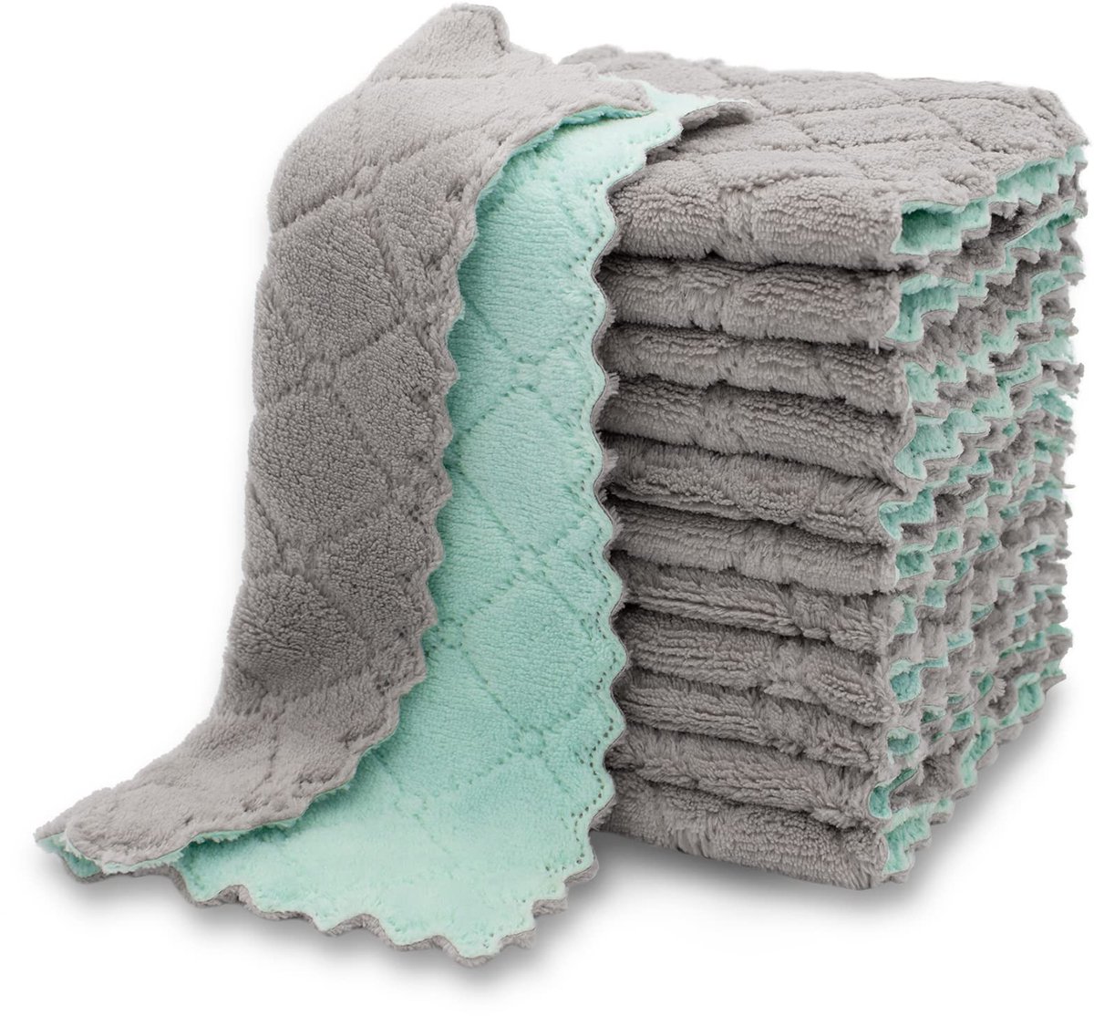 Omgoods - Premium Keukendoeken - Superabsorberend Koraal Velours - Wasbaar en Sneldrogend - Set van 12