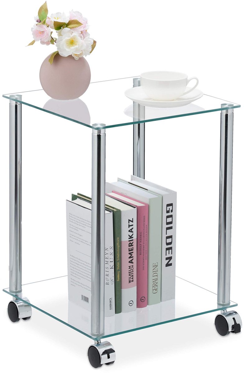 Omgoods - Moderne Bijzettafel op Wielen met 2 Planken