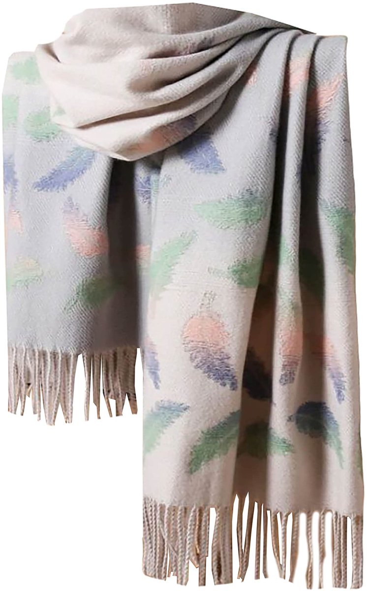Omgoods - Super Zachte Sjaal van Cashmere Blend met Gegraveerd Patroon, Frosted Grey