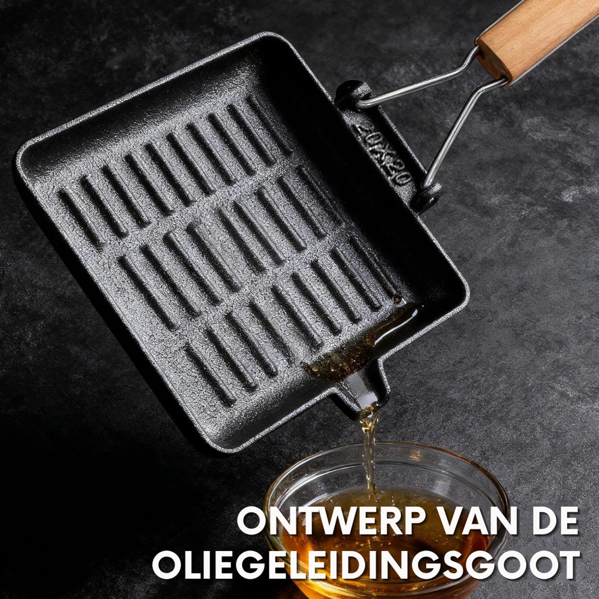 SNJY® Grillplaat Inductie - Bakplaat Inductie - Grill Apparaat - Gietijzeren Pan - 20 x 20 cm - Zwart