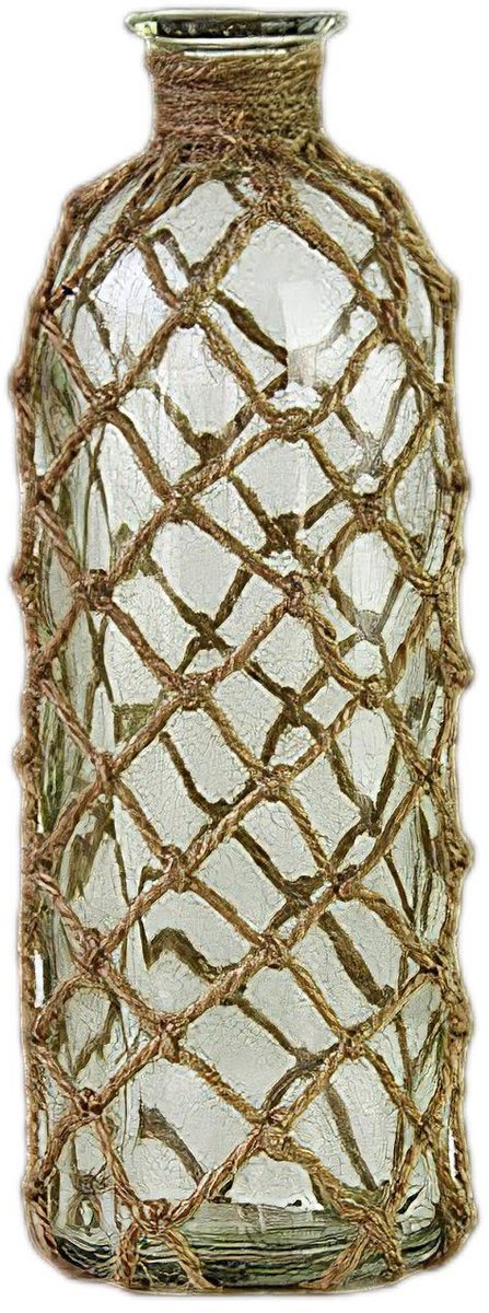 Omgoods - Rustieke Glazen Vaas met Touw 20,3 cm
