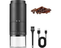 Draagbare koffiemolen – elektrische koffiemolen met 38 instelbare maalniveaus – digitaal vermogensdisplay – oplaadbaar – elektrische espressomolen voor bonen en kruiden.