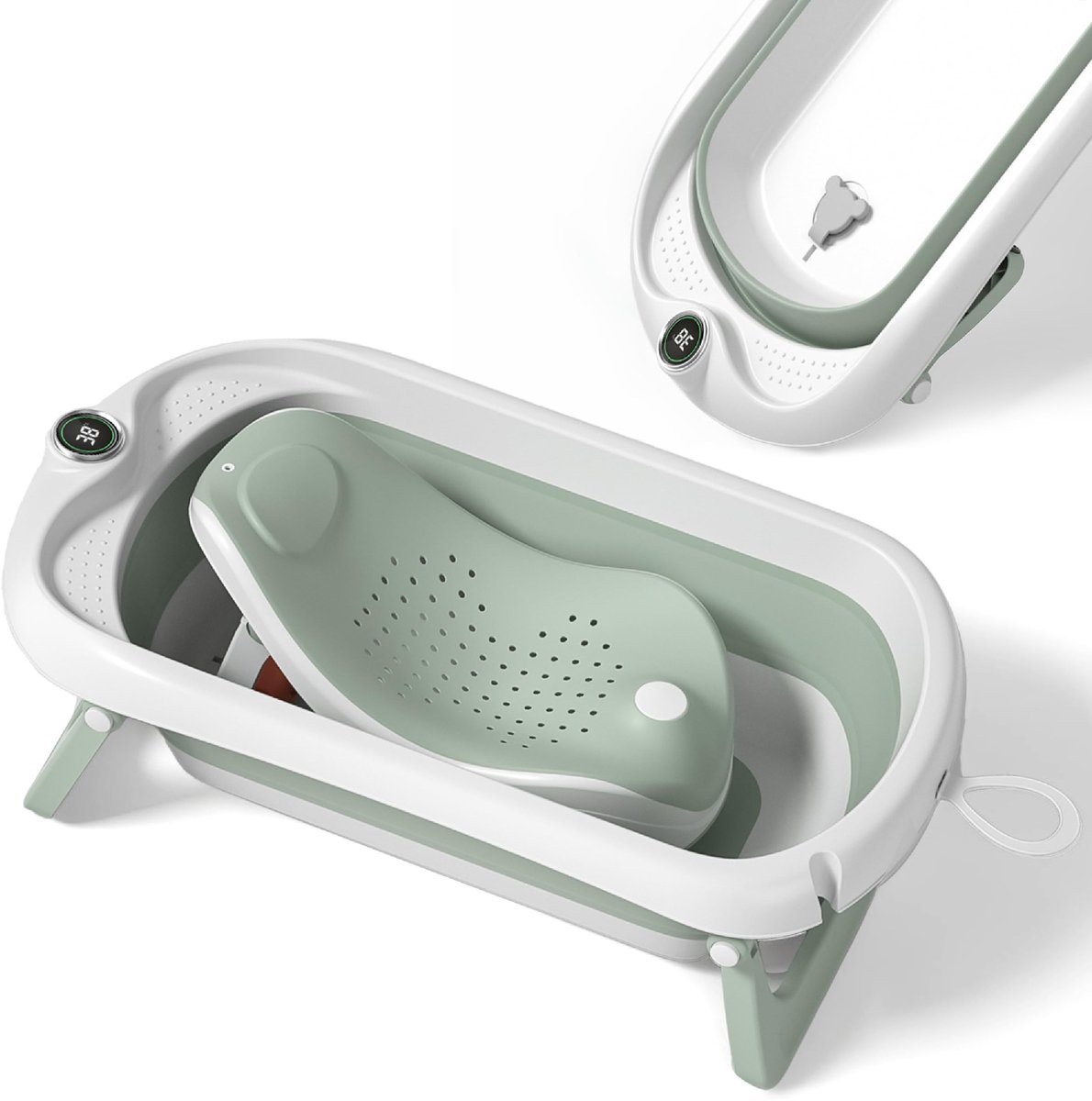 Omgoods - Vouwbare Babybad met Badstoel en Thermometer - Perfect Kraamcadeau