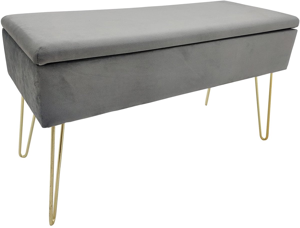Omgoods - Velours Makeupbank met Opbergruimte en Metalen Poten
