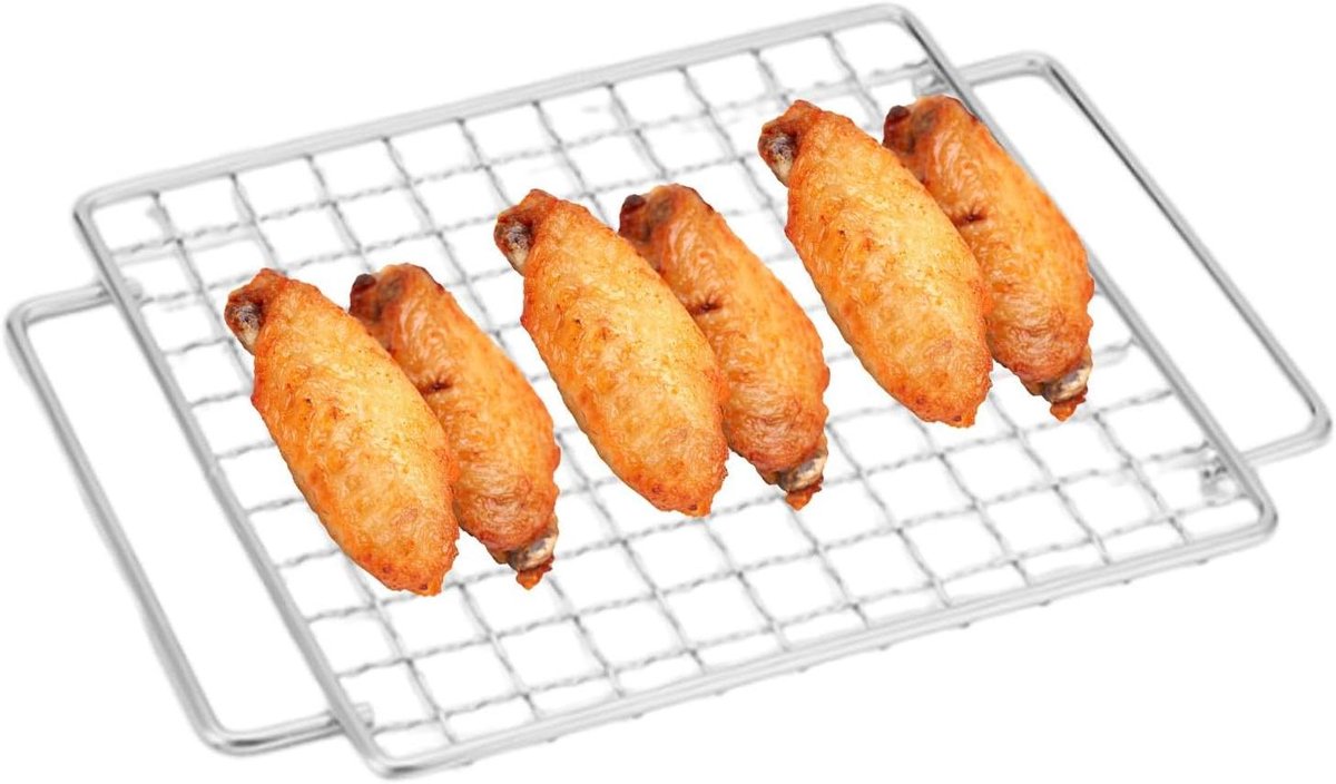 BBQ Grill Rek Kookrek RVS Buiten Koken Ingebouwde Handgrepen 24 x 20 cm Zilver