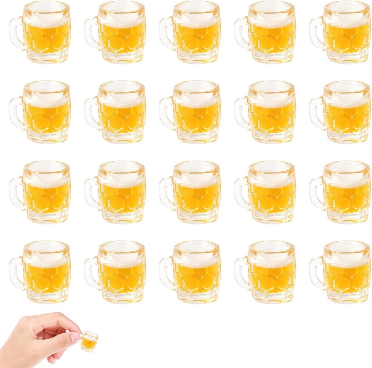 Miniatuur Bierpullen - Mini Glazen - Poppenhuis Decoratie - Realistisch Hars Ontwerp - 20 stuks - Transparant