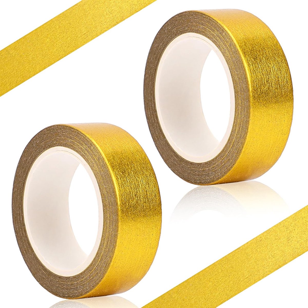 Thijox - 2 Rollen Goudfolie Washi Tape, 15 mm x 10 m, Goudkleurig Plakband voor Scrapbooken, Geschenkverpakking, Decoratief Plakband, Zelfklevend Tege