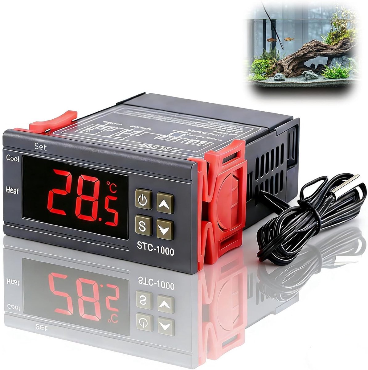 SnelShoppen - STC-1000 Digitale Thermostaat Koeling Verwarming met LED Display 110V-220V Temperatuurregelaar NTC Sensor voor Koelen/Verwarmen