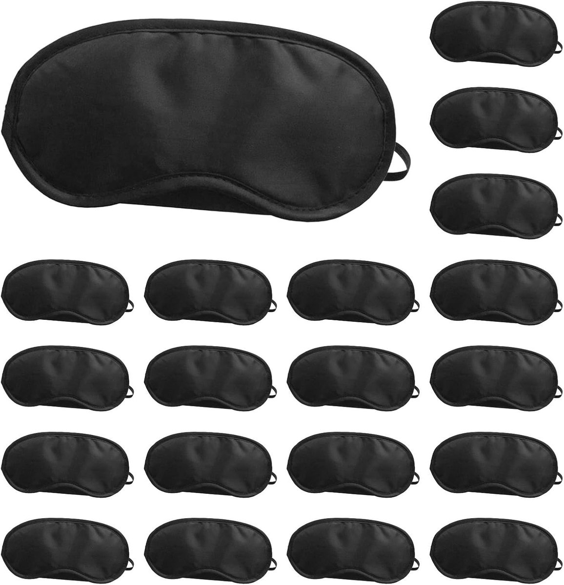 Thijox - 20 stuks ultrazachte slaapmaskers, oogmaskers met neuskussen, verstelbare elastische band, perfect voor vrouwen, mannen en kinderen, zwart, i