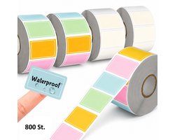 Gekleurde waterbestendige label sticker - Rol van 800 stickers - Label 2,5 x 1,5 cm - Vriezer & voedselopslag labels - Diepvriesetiketten - Plaklabels voor organiseren, taggen & naamlabels