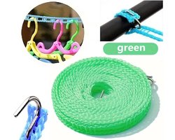 3 Meter Waslijn Met Antislip I Winddicht, Sterk en Verdikt I Voor Binnen En Buiten Drogen I PVC I Groen
