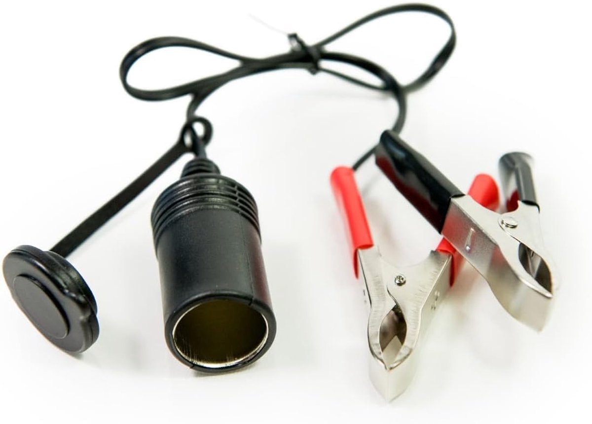 SnelShoppen - 40cm Cigarette Lighter Extension Cable - 12V/24V 8A Autobatterij Klemkabel met Krokodillenklem - Ideaal voor Auto's, Voertuigen, Campers