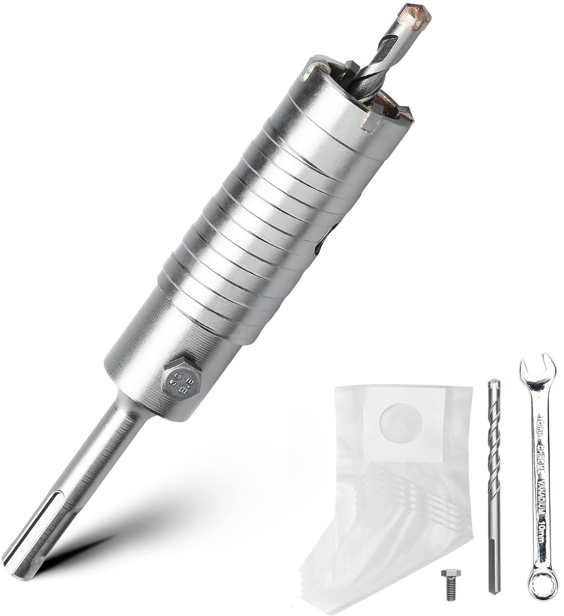 SnelShoppen - 32 mm Hollow Drill Bit Set met SDS Plus Adapter 110 mm, Centrerende Boor 8 x 110 mm, Voor Metselwerk en Beton, Hoogwaardige Boorgereedsc