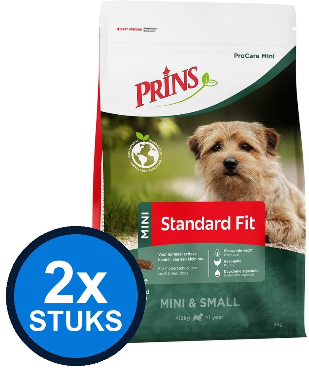2x Prins - ProCare mini standard fit 3kg - Hondenvoer - 3 kg