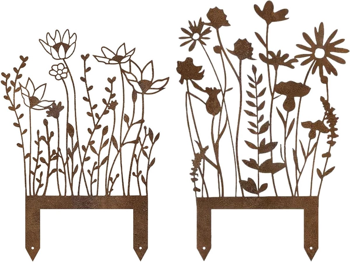Tuindecoratie voor buiten met tuinrooster en 2 bloemen voor een sfeervolle binnenplaats en gazon