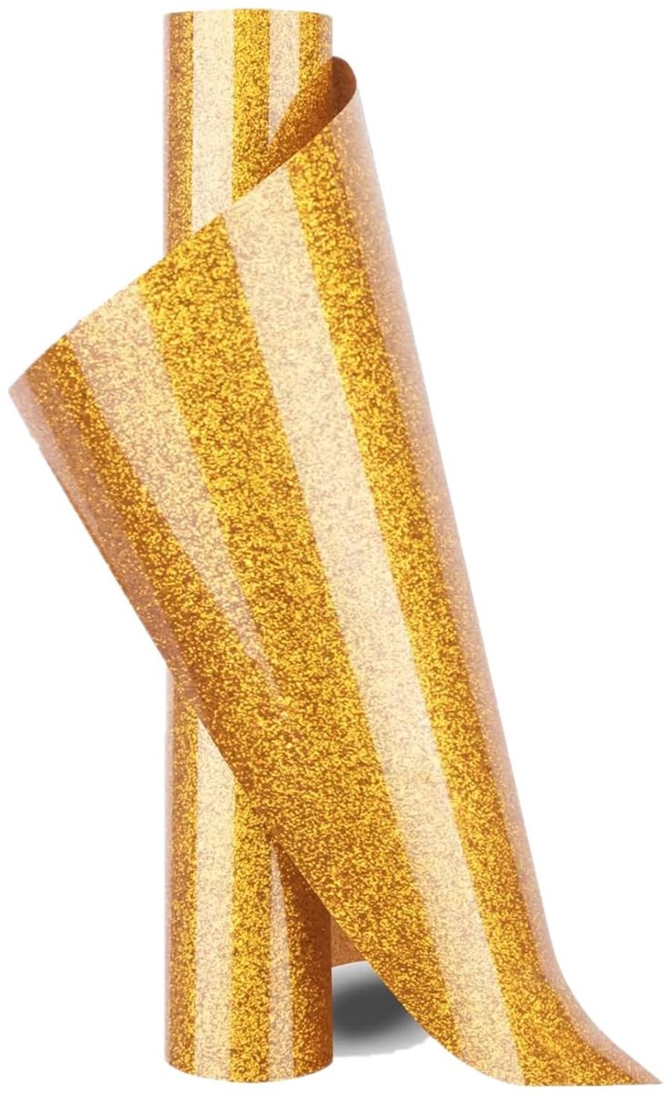 SnelShoppen - Vinyl Sequin Strijkfolie Bladeren 30x100 cm - Gouden Thermotransfer Textielfilm voor DIY Projecten, Kleding, Garment Bags, Creatieve Knu