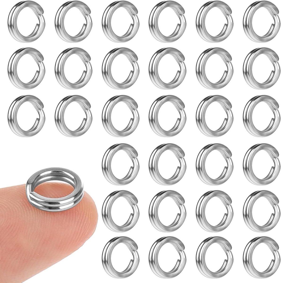 30 Stuks 8mm Rvs Sleutelhangers Splitringen voor Sieraden, Kettingen, Armbanden en Creatieve Projecten