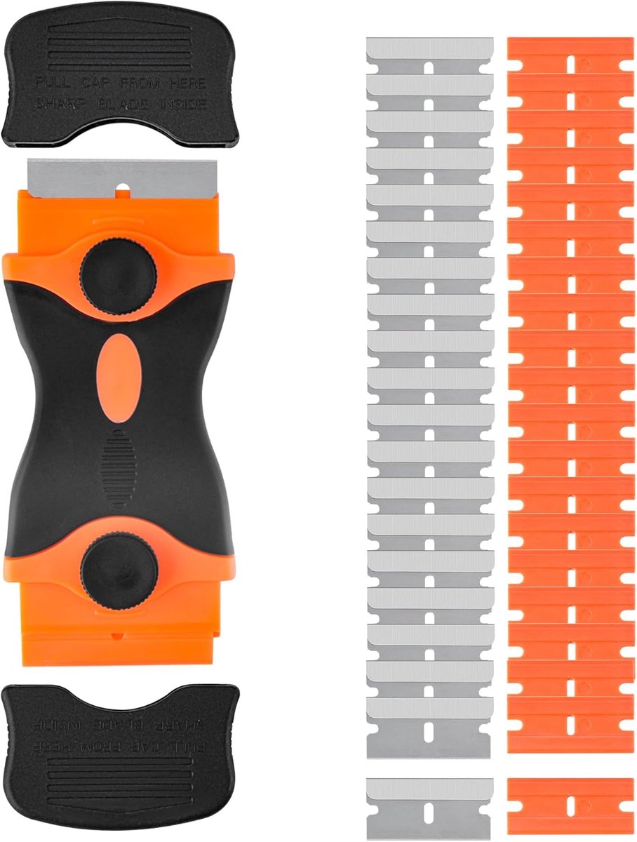 SnelShoppen - Double Sided Cooktop Scraper Set met 40 Vervangbladen - Multifunctionele Glas- en Ovenschraper voor Raam, Verf en Stickers