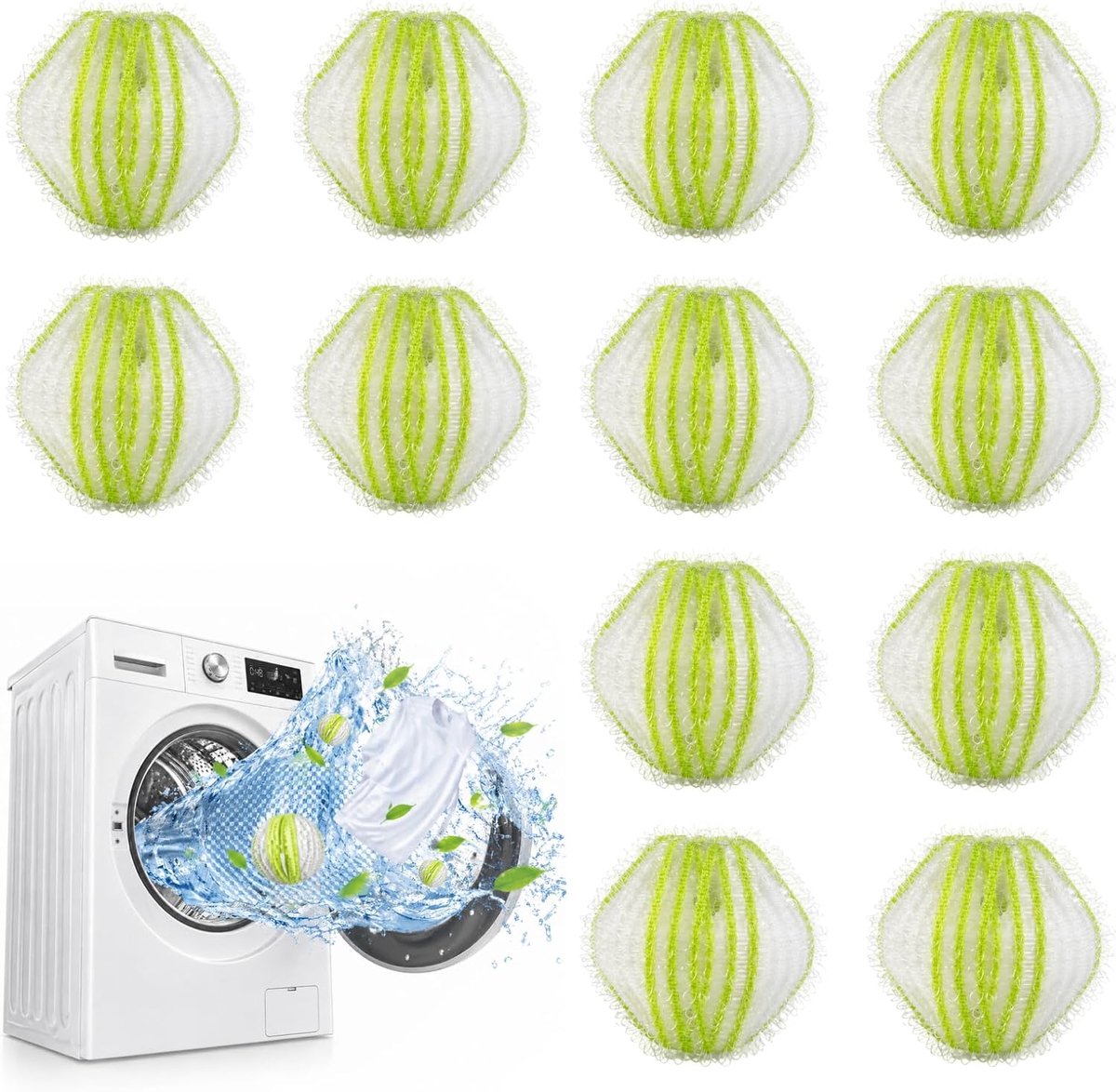 SnelShoppen - 12 Stuks Herbruikbare Anti-Haarballen voor Wasmachine, Nylon, Kleurvast, Voor Dierenharen, Vermindert Klitten en Verbetert Wrijving van