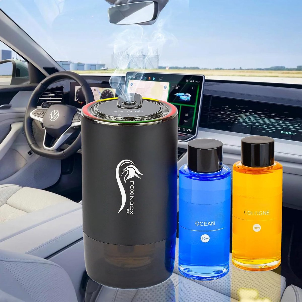 SnelShoppen - Automatische Luchtverfrisser voor Auto, Kantoor en Thuis - Geuroliën Ocean & Cologne - 50 ml - Essentiële Olie Diffuser