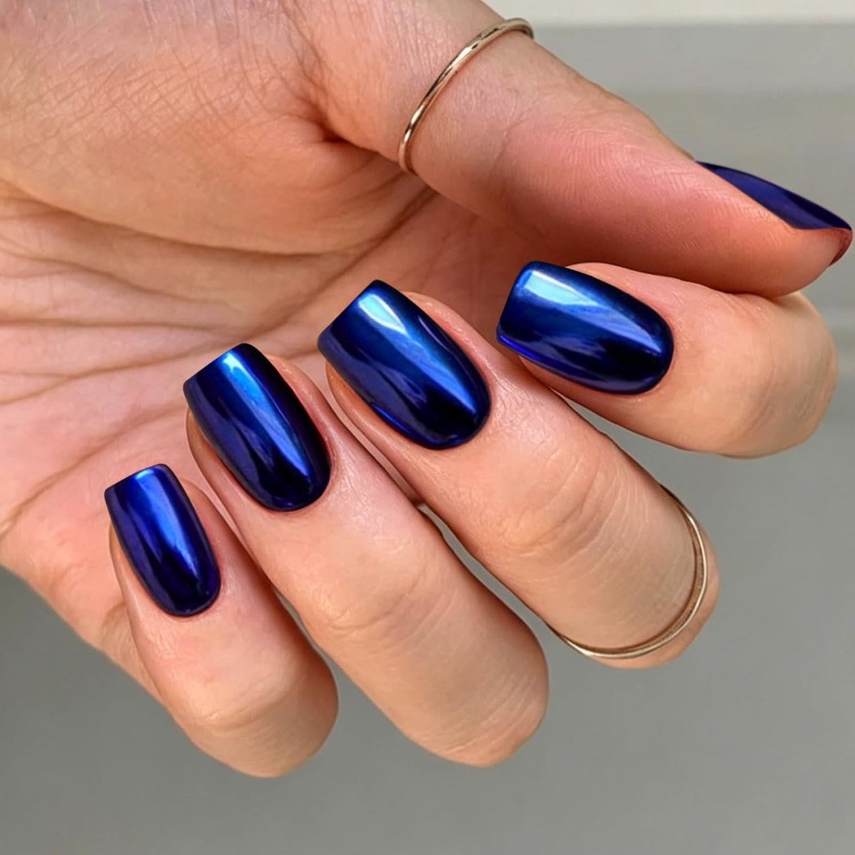 SnelShoppen - Glitter Dark Blue Nail Foil UV Gel Nagelstickers - Zelfklevend Nail Art Set met 20 Strips, Houten Stokje en Vijl - Duurzaam en Veilig vo