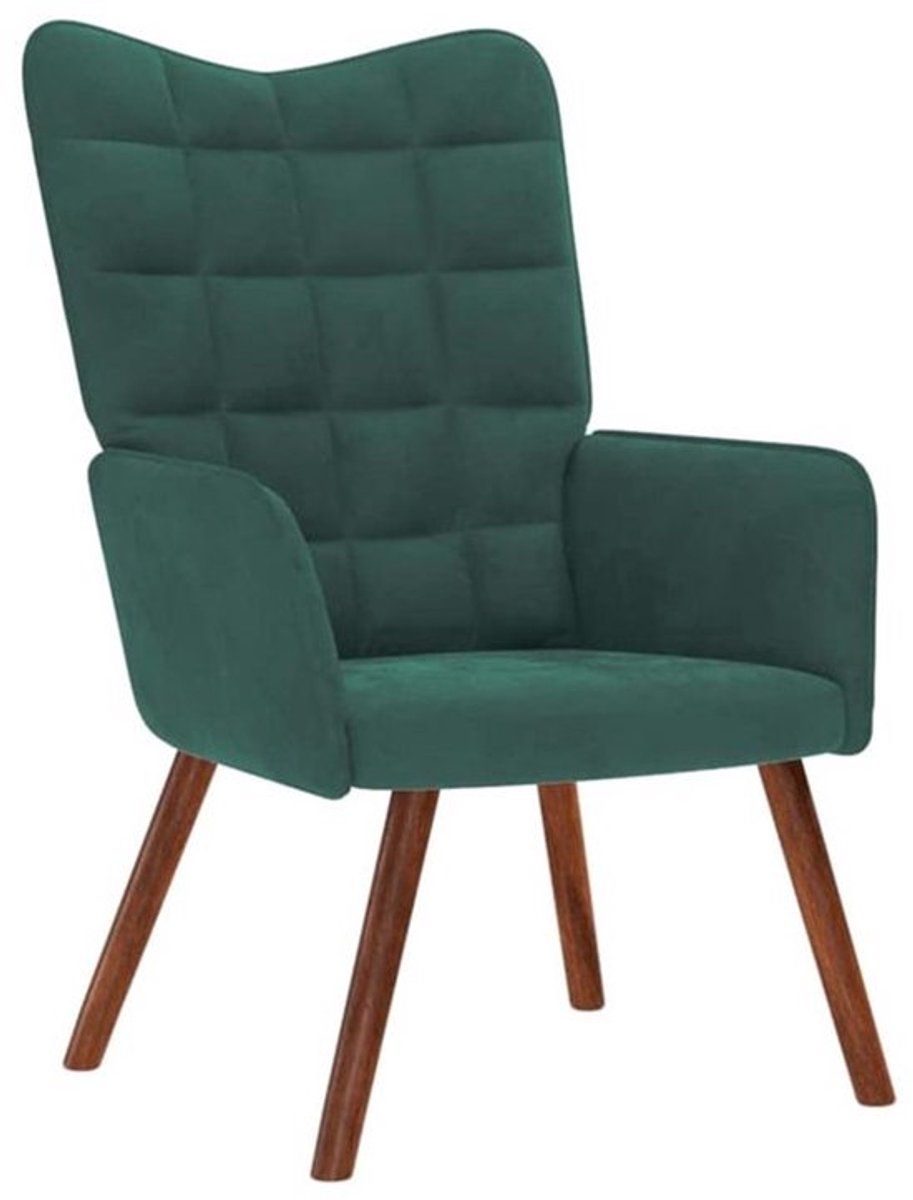 Relaxfauteuil – Relaxstoel – Zitzak – Loungestoel – Fauteuil met Voetenbank – Groen Velvet