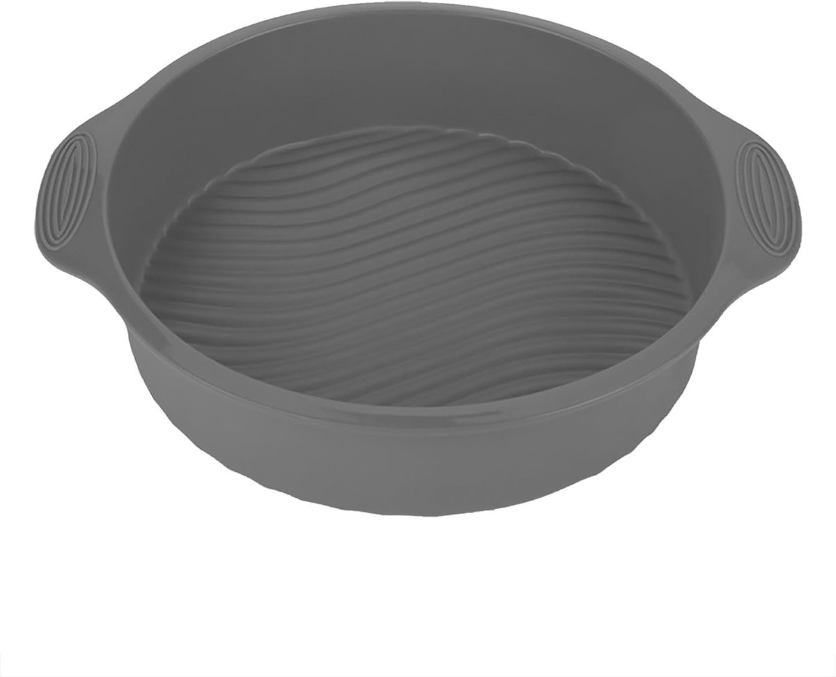 SnelShoppen - 22.4cm Silicone Cake Mold - Non-Stick Bakvorm met Dubbele Handvatten - Grijs - Herbruikbaar voor Taarten, Gebak en Desserts - Perfect vo