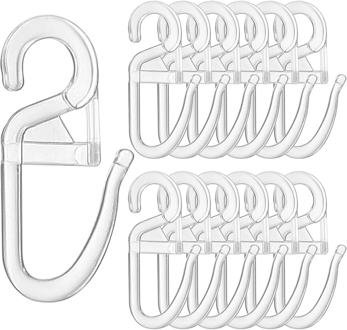 SnelShoppen - High Quality Overclip Hooks met 6mm Oogje - Kristalheldere Gordijnringen Vouwhaken (Pack van 100) - Ideaal voor Thuis, Kantoor en Feestd