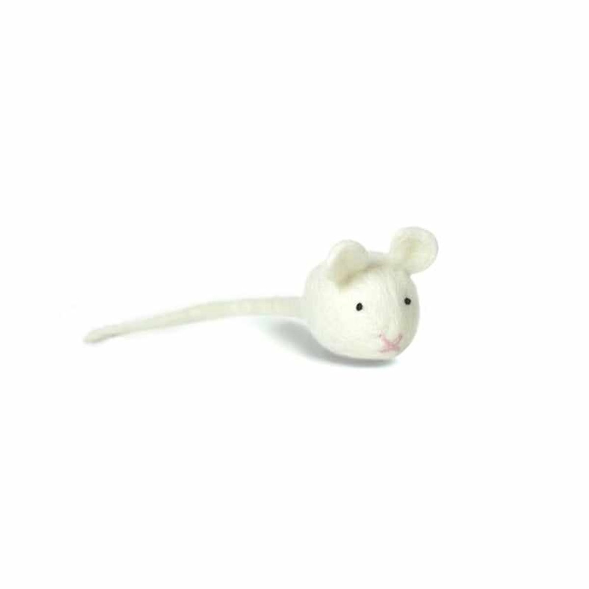 Vilten Muis Groot Wit - Kattenspeelgoed