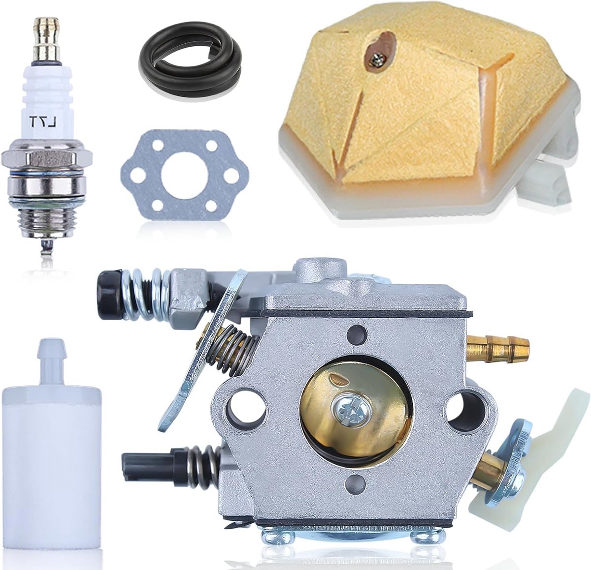 Carburetor Kit voor Chainsaw 51 55 Rancher - Inclusief Luchtfilter, Brandstoffilter en Bougieseal Vervangset voor Optimale Prestaties
