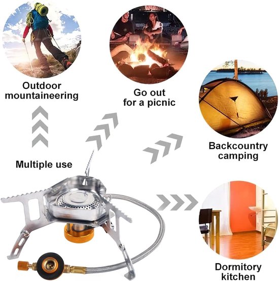 Thijox - Gaskocher Outdoor 3500W - Opvouwbare Gas Campingkooktoestel met Piëzo-ontsteking en Adapter - Compact en Draagbaar voor Trekking en Wandelen van Thijox — afbeelding 4