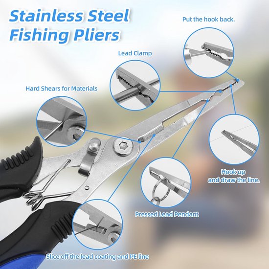 SnelShoppen - Fishing Accessory Set met Fish Killer, Scharen, Haakverwijderaar, Tangen, Lanyards, Vissen, Visweegschaal, Vis Tangen en Meetlint Snijpl van Snelshoppen — afbeelding 4