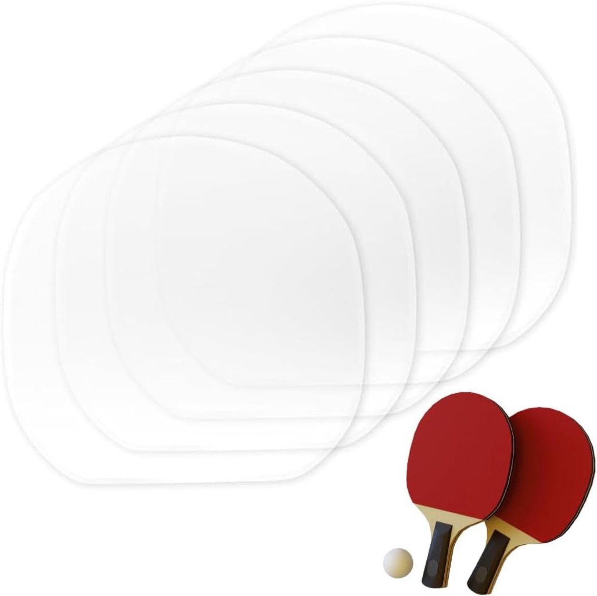 Set van 6 Zelfklevende Beschermfolies voor Tafeltennisbatjes - Bescherming, Accessoires en Onderhoud voor Tafeltennis Equipment