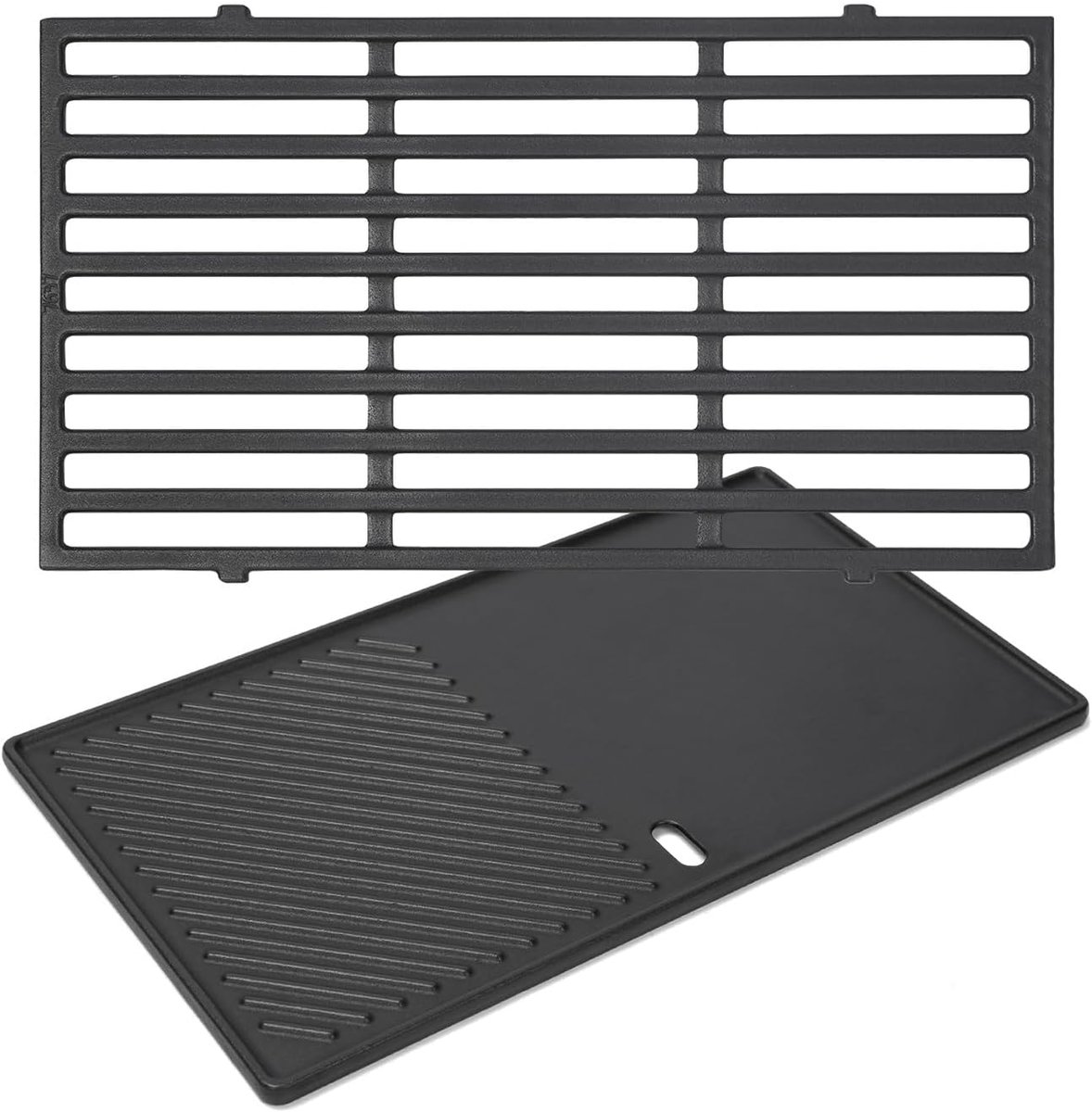 SnelShoppen - Grill Roosters en Grillplaat voor Gasgrills - Vervangende GFTIME 7637 Grill Grates en Griddle - Cast Iron BBQ Gril Grate 44.5 CM voor Tu