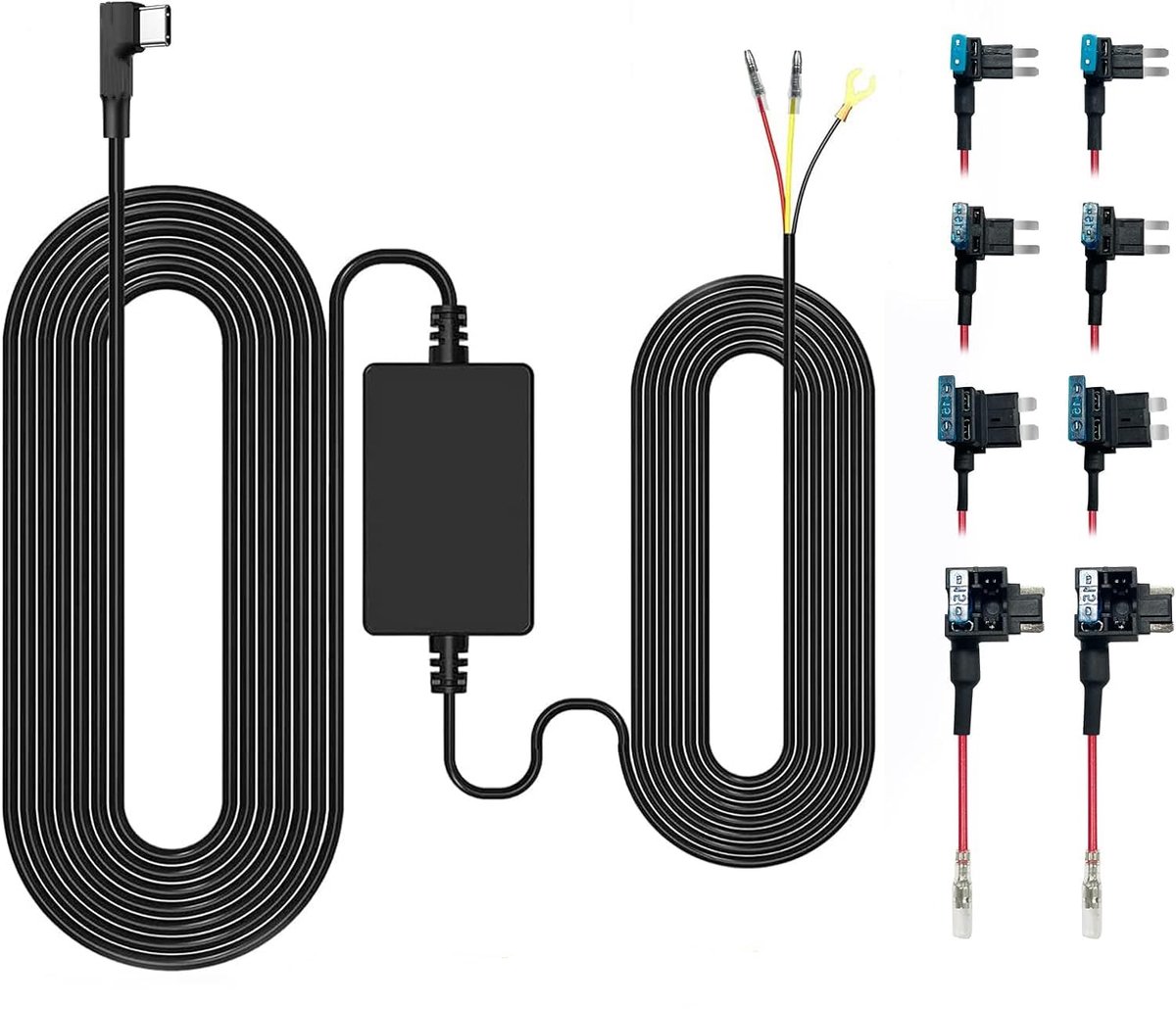 SnelShoppen - GKU USB-C Hardwire Kit met Fuse Holders, Type-C, Compleet Pakket voor Dashcam, 4 Types Add-A Circuit, Geschikt voor alle Auto's