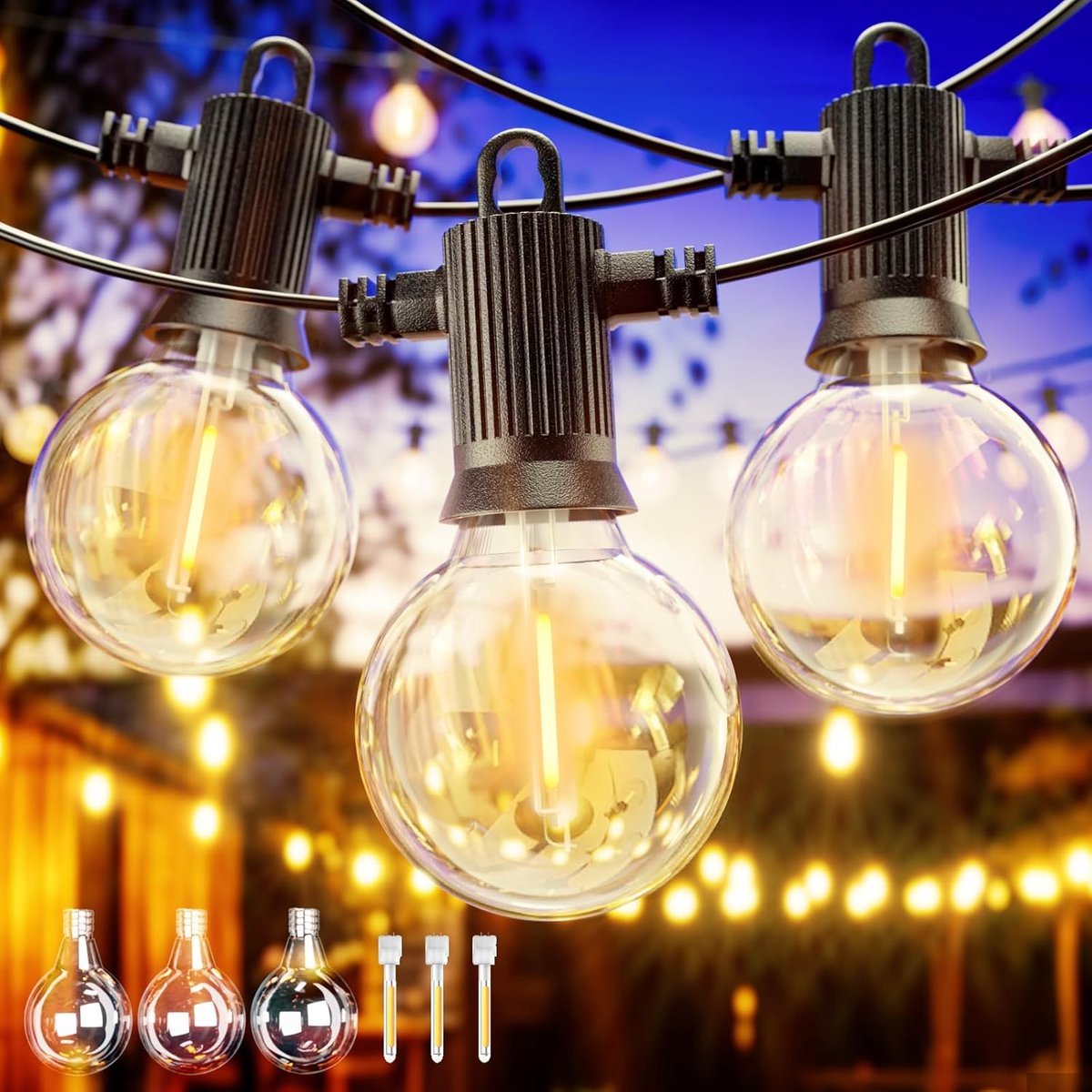 SnelShoppen - Outdoor Bouquet Lamp 45M, Waterdichte Tuinlamp met 60+3 Schokbestendige Plastic Lampen, IP65 Tuinverlichting voor Feesten, Bruiloften, P
