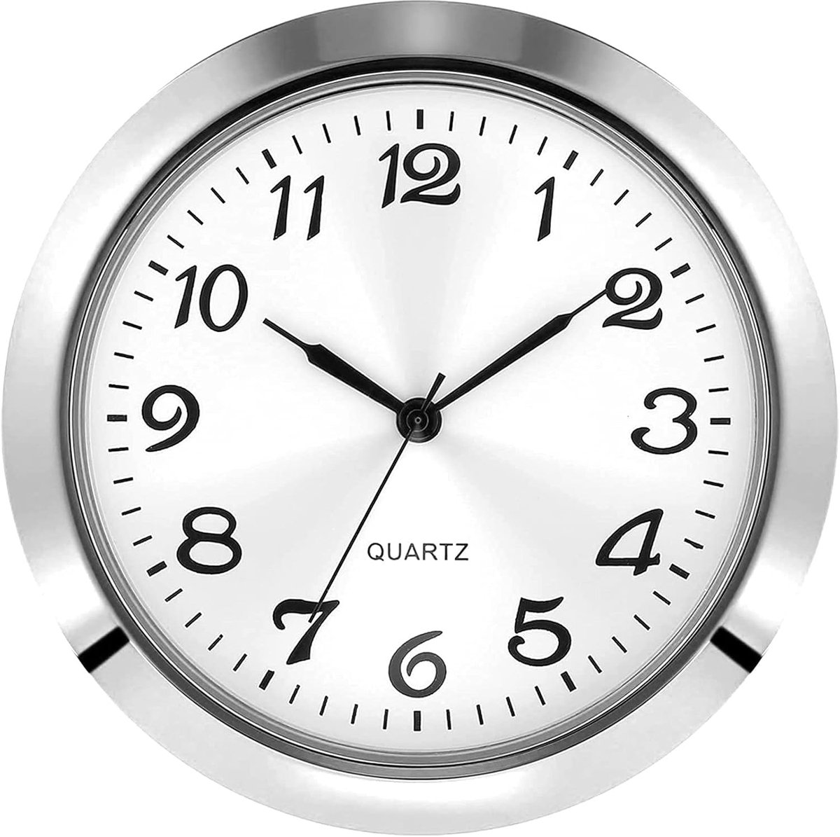 SnelShoppen - Quartz Klok Insteek 2-1/8 inch (55mm) met Zinklegering Behuizing, Witte Wijzerplaat en Arabische Cijfers voor Wandklok, Tuin, Keuken en