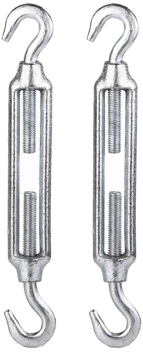 SnelShoppen - 2 Stuks Spannschloss Draadspanners 12 x 125 mm Verstelbare M12 Gegalvaniseerd Staal Voor Binnen Buiten Gebruik Hoog Belastbaar