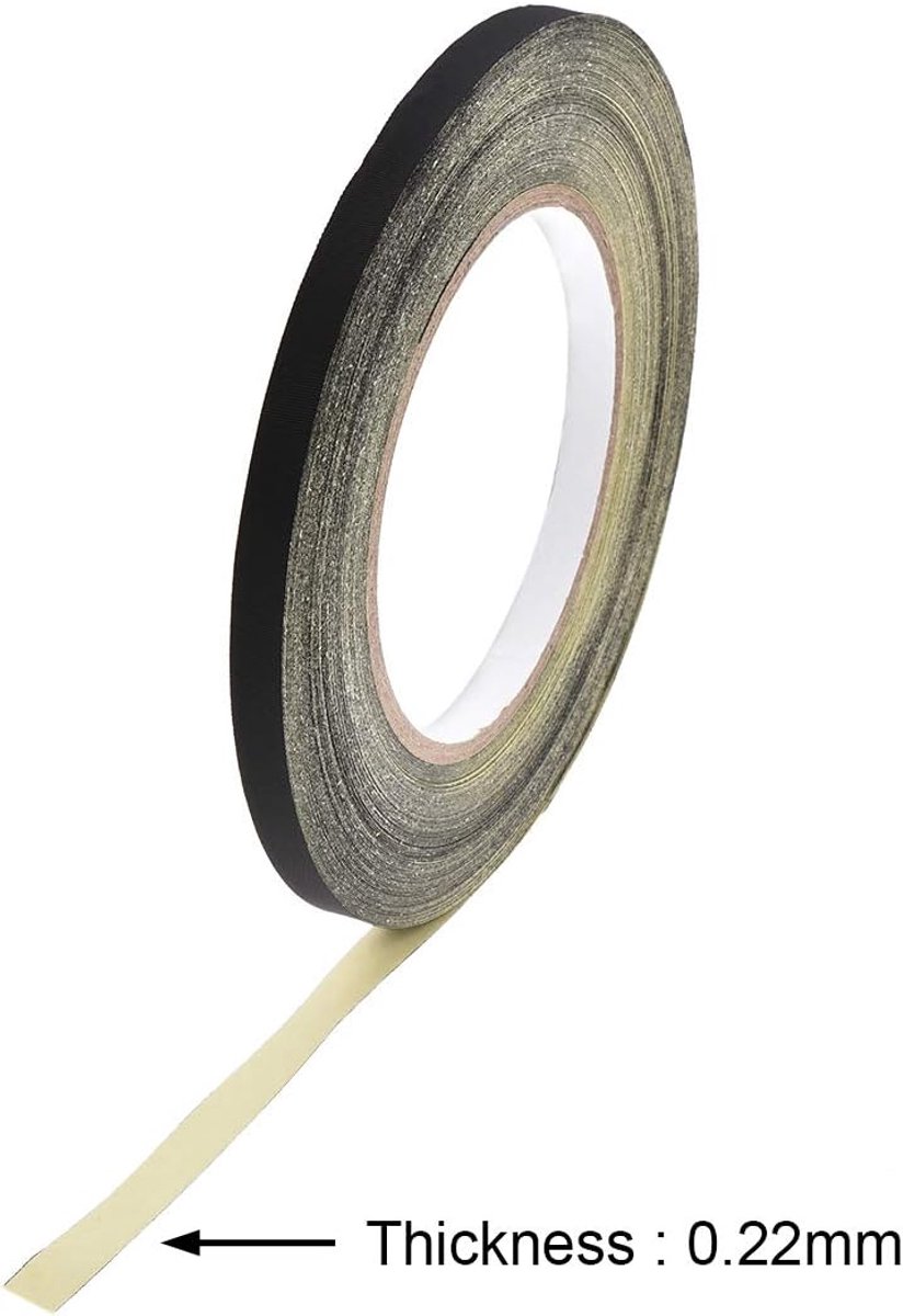 SnelShoppen - Acetaat Tape 8mm - Hoog Temperatuur Tape - 30m Zwart - Voor Laptop, Elektrische Auto's, Gitaar Reparatie, Waterdicht, Vlamvertragend