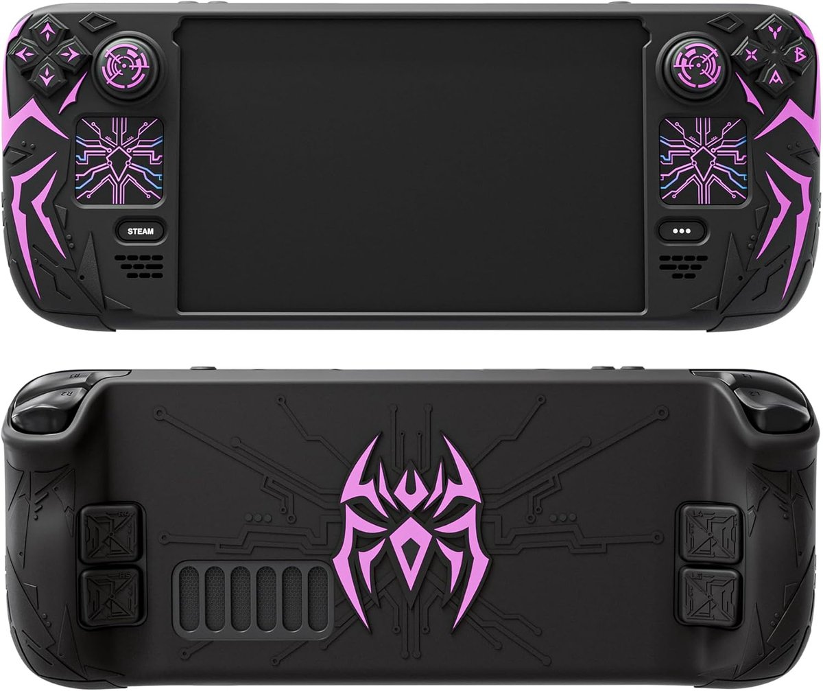 SnelShoppen - Silicone Beschermhoes voor Steam Deck OLED en LCD - Anti-slip Grip Cover met Achterknop Verhogers, Duimgrips en Trackpad Stickers - Cybe