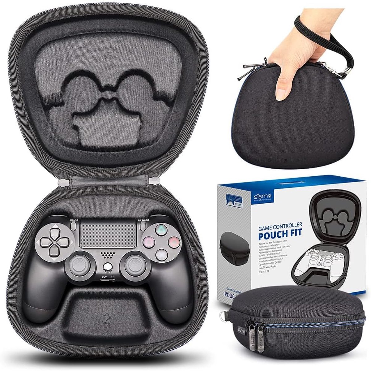 SnelShoppen - Hardshell Game Controller Case voor PS4, Beschermhoes voor DualShock 4 Draadloze Controller - Zwart, Perfecte Bescherming en Pasvorm
