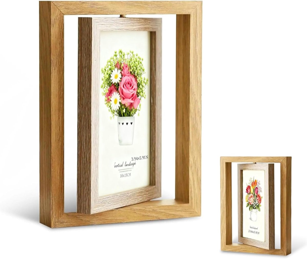 Dubbelzijdige Fotolijst 10x15 cm Draaibaar voor Bureau en Kantoor