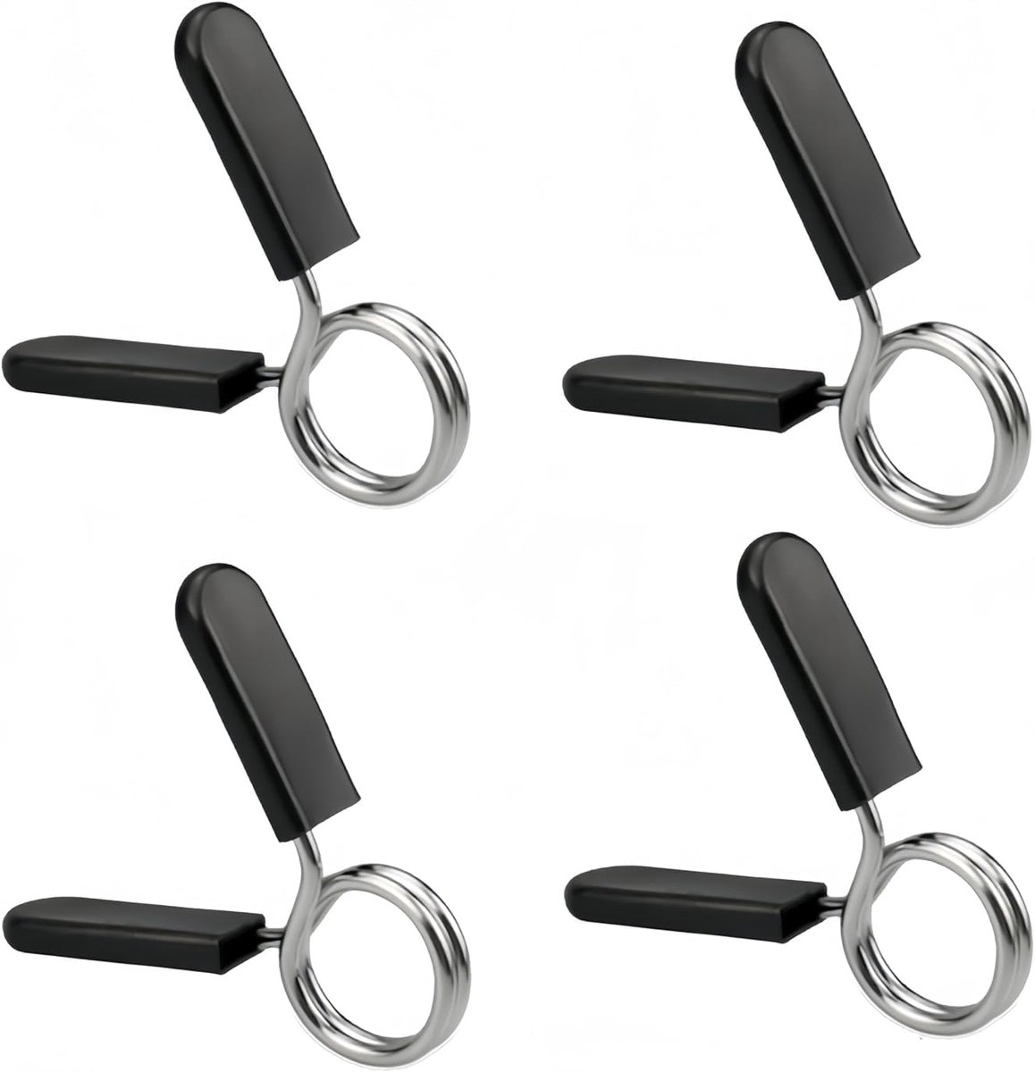 SnelShoppen - 25mm Spring Clips voor Handvat Zwart - Barbell Clips voor Gewichtheffen en Krachttraining - RVS, 4 Stuks, Duurzaam en Roestvrij