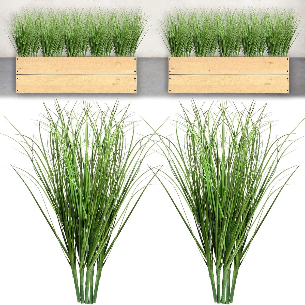 SnelShoppen - 10 stuks Kunstuiengrasplanten 25 cm Hoog, Weerbestendig Kunstgras, Groene Planten voor Tuin, Balkon, Woonkamer, UV-bestendige Decoratie